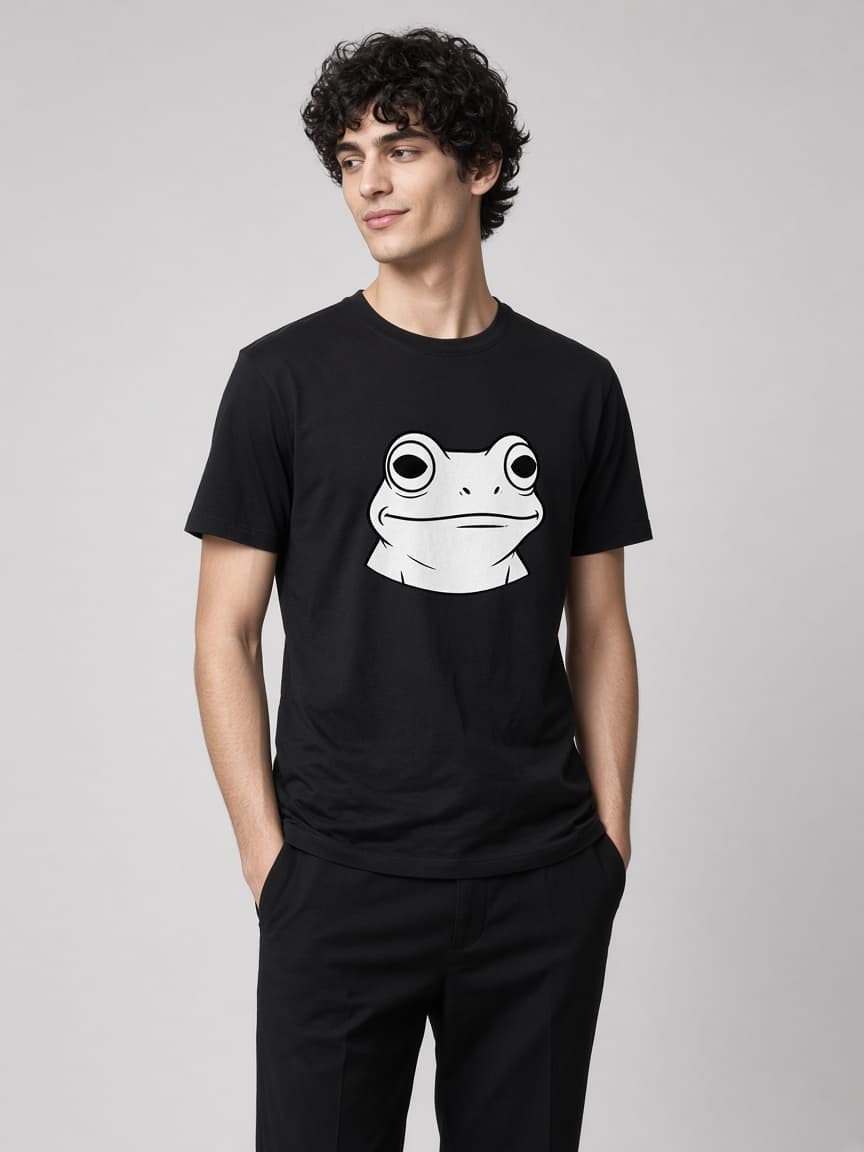 Model wearing a Ribbit tee